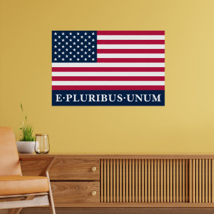 Affiche Drapeau Rouge Blanc Bleu Étoiles et Bandes Patriot