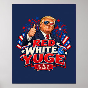 Affiche Drapeau Rouge Blanc et Yuge Nuances de Marine