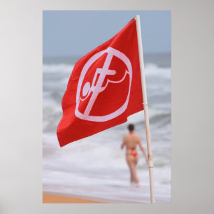 Affiche Drapeau rouge sur la plage — Floride