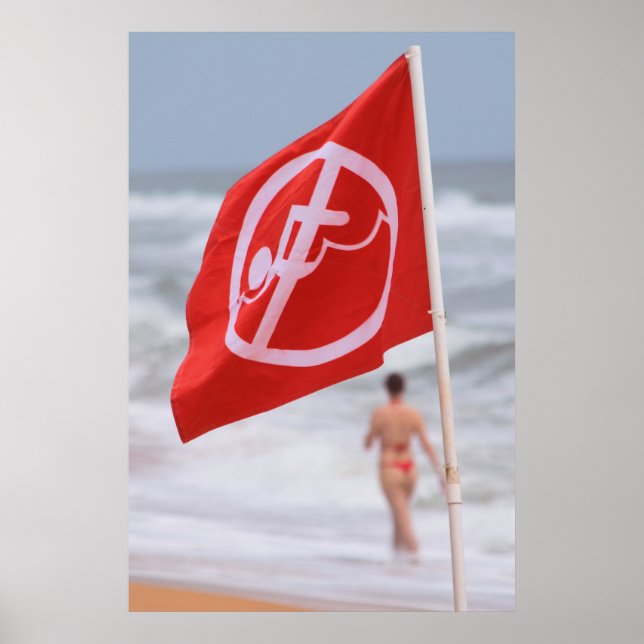 Affiche Drapeau rouge sur la plage — Floride (Devant)