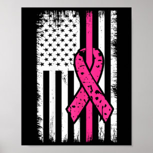 Affiche Drapeau Ruban Rose Mois de la sensibilisation au c