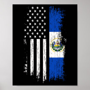 Affiche Drapeau Salvadorien Américain - El Salvador Usa T-