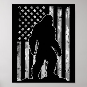 Affiche Drapeau Sasquatch Usa Patriotique 4 juillet Bigfoo