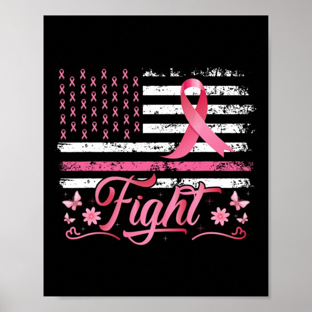 Affiche Drapeau Sensibilisation au cancer du sein Pink Rib (Devant)