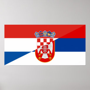 Affiche drapeau serbie croatie pays demi symbole