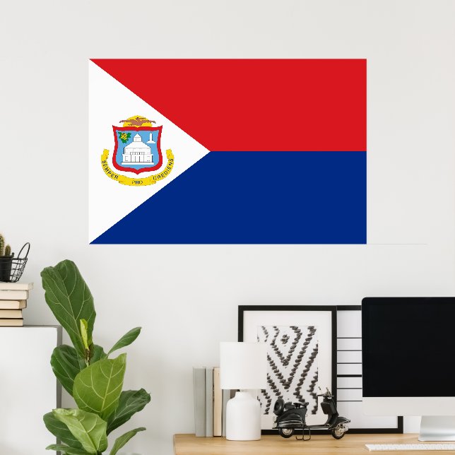 Affiche Drapeau Sint Maarten (Bureau à domicile)