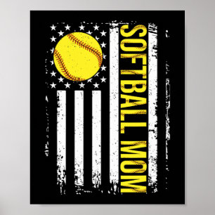 Affiche Drapeau Softball Team Softball Maman Mères Fête Fe