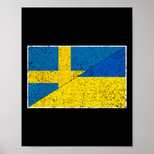 Affiche Drapeau Suède Ukraine Nationalité suédoise ukraini