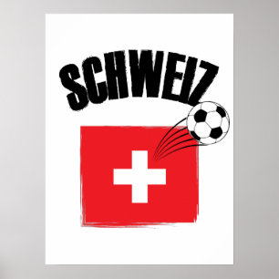 Affiche Drapeau suisse de soccer Schweiz Fussball