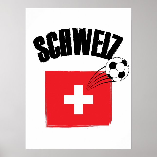 Affiche Drapeau suisse de soccer Schweiz Fussball (Devant)