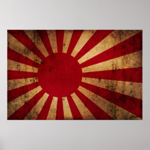 Affiche Drapeau Sun Levant japonais (en détresse)