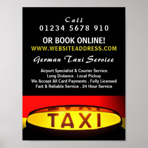 Affiche Drapeau Taxi allemand publicité