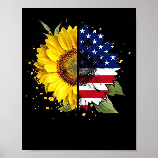 Affiche Drapeau Tournesol Américain 4 juillet patriotique (Devant)
