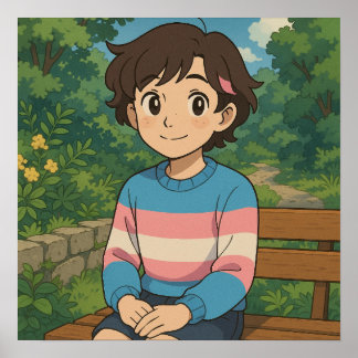 Affiche Drapeau Transgenre Personnage d'Anime | LGBTQIA+