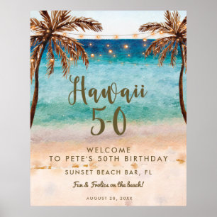 Affiche drapeau tropical hawaii 5 0 panneau d'accueil