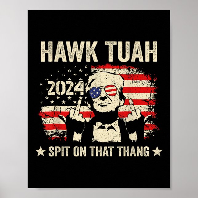 Affiche Drapeau Trump 2024 Drôle Drôle Drôle Hawk Tush Mid (Devant)