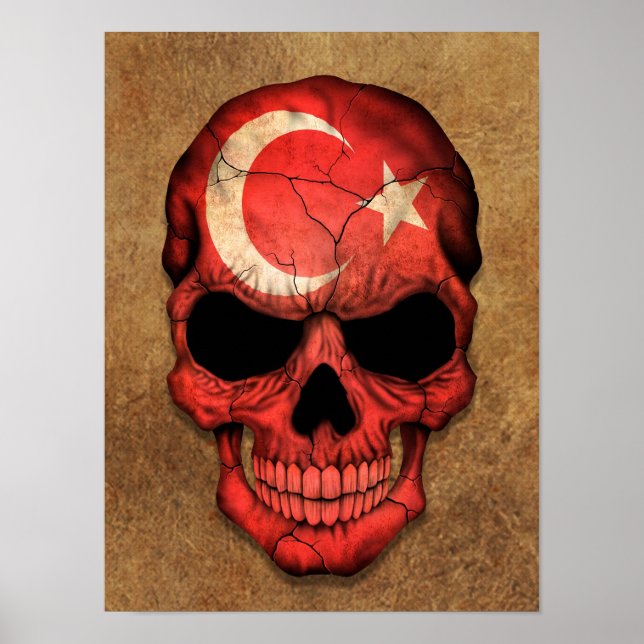 Affiche Drapeau turc vieilli et usé (Devant)