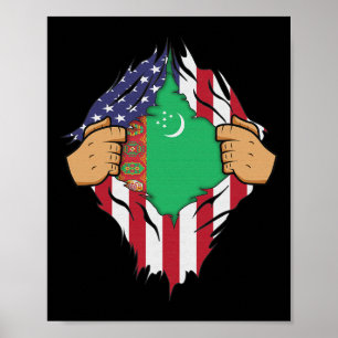Affiche Drapeau Turkmène Turkménistan Hommes Femmes Enfant