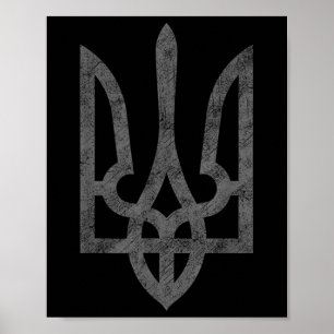 Affiche Drapeau Ukraine Armée Ukraine Symbole Trident Mili