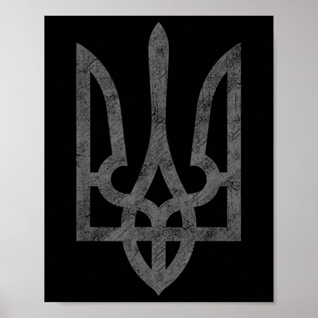 Affiche Drapeau Ukraine Armée Ukraine Symbole Trident Mili (Devant)