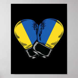 Affiche Drapeau Ukraine Boxe Boxeur Drapeau Ukrainien 