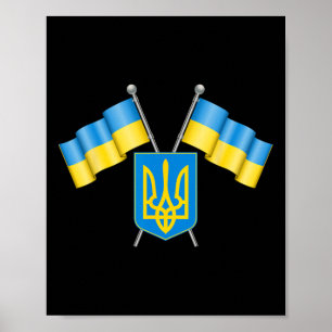 Affiche Drapeau Ukraine Emblème Blason Armes Emblème natio