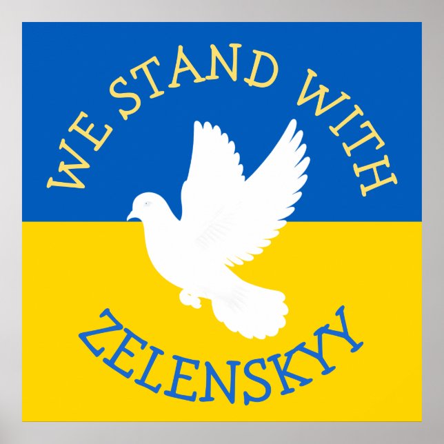 Affiche Drapeau Ukraine | Je suis avec Zelenskyy (Devant)
