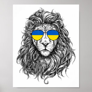 Affiche Drapeau Ukraine Lion Lunettes de soleil Ukraine Ca