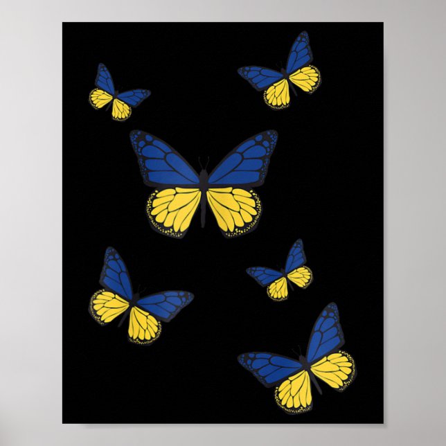 Affiche Drapeau Ukraine Papillon Papillons Drapeau Ailes D (Devant)