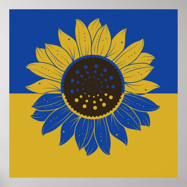 Affiche Drapeau Ukraine tournesol, Ukraine Pays Drapeau (Devant)