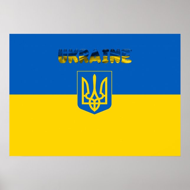 Affiche Drapeau ukrainien-Armoiries (Devant)