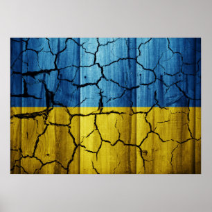 Affiche Drapeau ukrainien aux fissures
