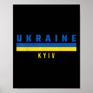 Affiche Drapeau ukrainien avec texte Ukraine- Kiev en maju