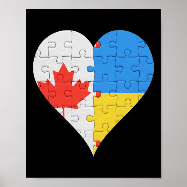 Affiche Drapeau ukrainien canadien Cœur Canada Ukraine  (Devant)