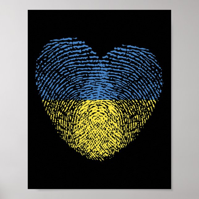 Affiche Drapeau ukrainien Cœur ukrainien ADN  (Devant)