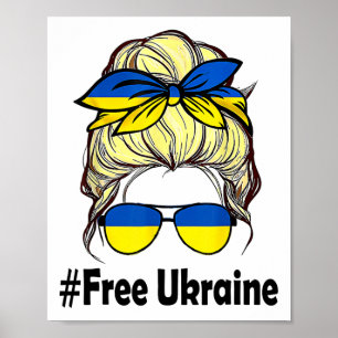 Affiche Drapeau ukrainien Femmes Chignon décoiffé Ukraine
