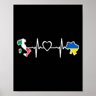 Affiche Drapeau ukrainien italien - Ukraine Italie Batteme