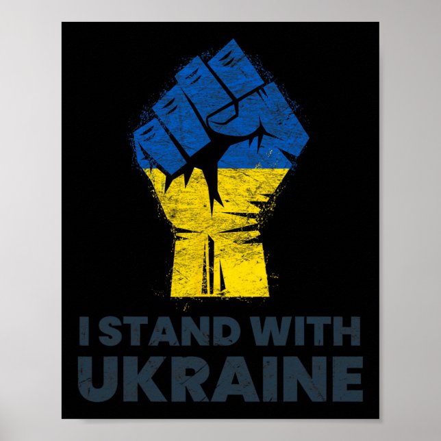 Affiche Drapeau ukrainien - Je suis avec le drapeau de l'U (Devant)