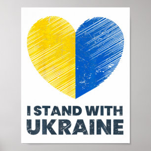 Affiche Drapeau ukrainien - Je suis avec le drapeau ukrain
