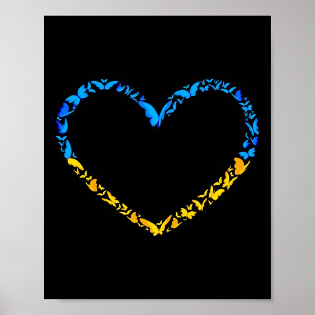 Affiche Drapeau ukrainien Paix Drapeau ukrainien Papillon  (Devant)