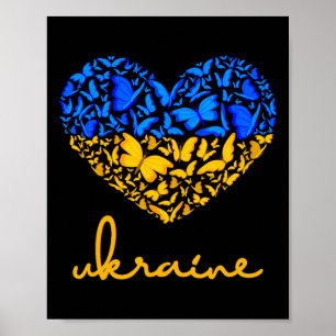Affiche Drapeau ukrainien Paix Drapeau ukrainien Papillon