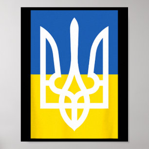 Affiche Drapeau ukrainien patrimoine vintage