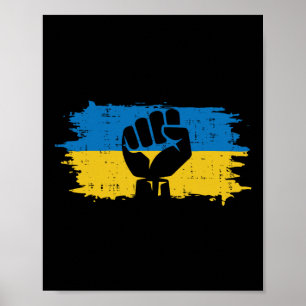Affiche Drapeau ukrainien Poing Résistance ukrainienne Man