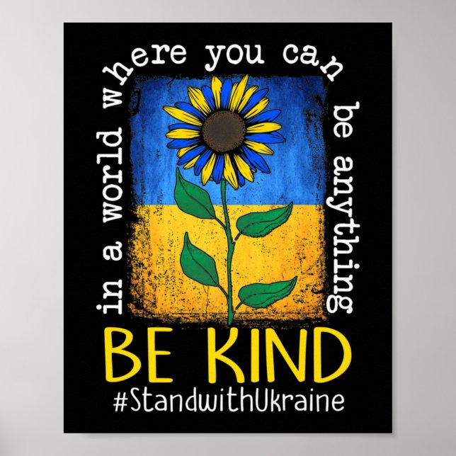 Affiche Drapeau Ukrainien Tournesol Soyez Stind Avec L'Ukr (Devant)