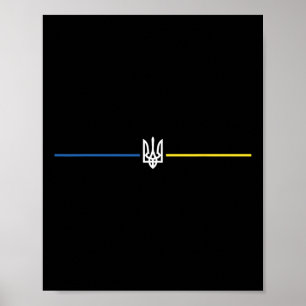 Affiche Drapeau ukrainien Tryzub militaire ukrainien