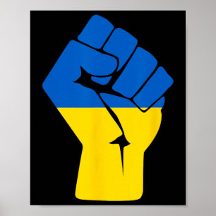 Affiche Drapeau ukrainien Ukraine Solidarité Poing levé de