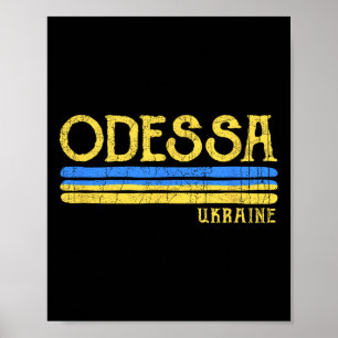 Affiche Drapeau ukrainien vintage Odessa Ukraine
