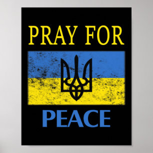 Affiche Drapeau ukrainien vintage Priez pour la paix Priez