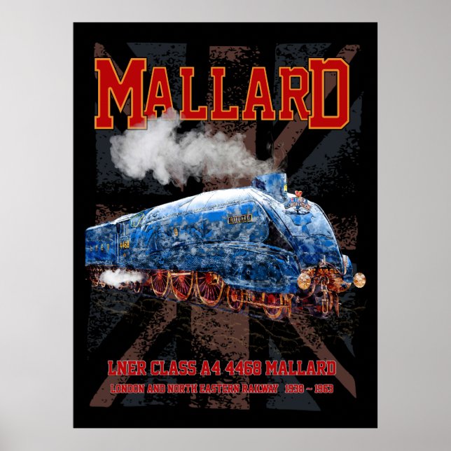 Affiche Drapeau Union Jack de la locomotive Mallard Classe (Devant)
