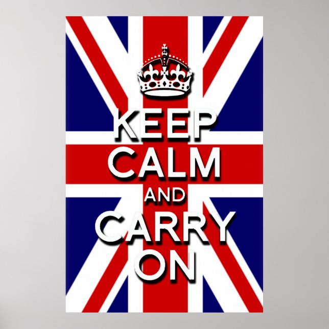 Affiche drapeau Union Jack keep calm and carry on (Devant)